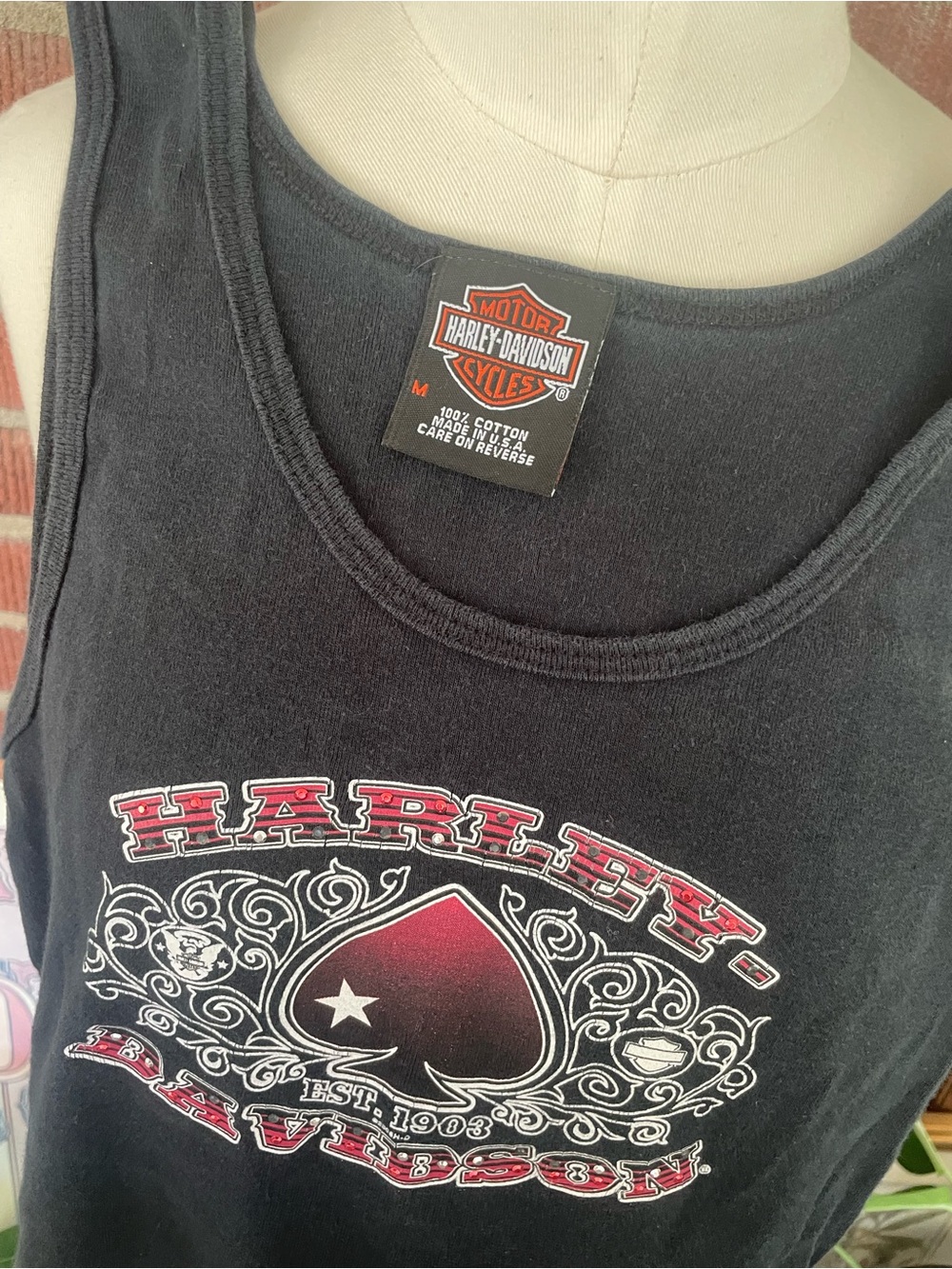 SOLD Harley-Davidson Black Tank with Red & White Graphic - Picture 4 of 4